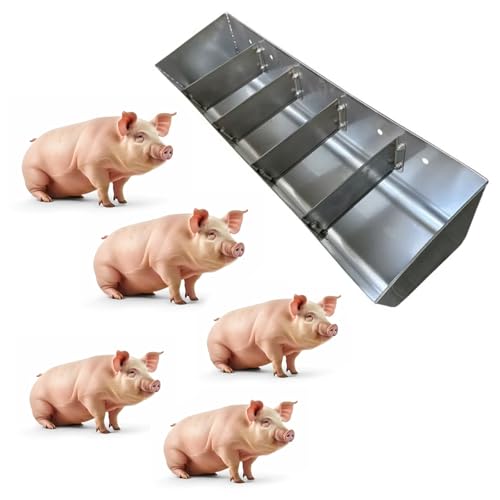 Farm Feeding Troughs/Livestock Food Trough with Divider, 3.3ft/ 5bit - 6.6ft/ 10bit Large Capacity Pig Feeders and Waterers for Outside/Shepherds/Pigsty, Easy to Clean(1m/3.3ft 5bit) - size: 1m/3.3ft 5bit