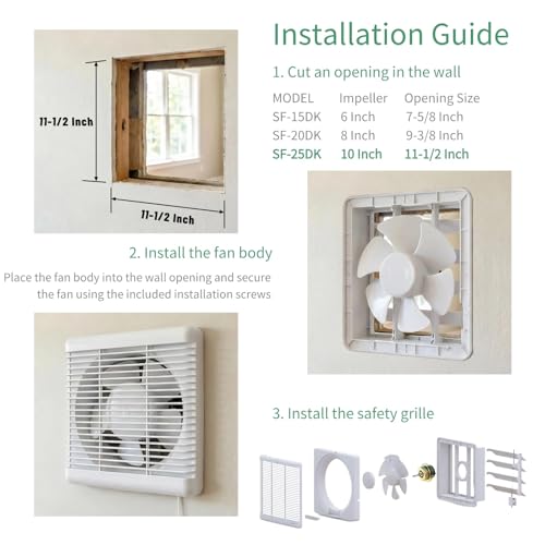 10 Inch Window Shutter Exhaust Fan,11.6 x 11.6 Inch Cutout, 406CFM 35W Wall-Mounted Ventilation Air Intake Extractor for Bathroom Home - color: 11.6 Inch Cutout