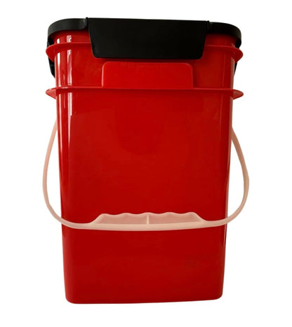 House Naturals 4 Gallon Square Food Grade Bucket Pail with Plastic Handles and Lid (Pack of 3) Made in USA containers (Blue/Red/White) - color: Blue/Red/White