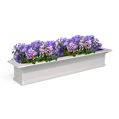 Mayne Yorkshire 5ft Window Box - White - 60in L x 12in W x 10in H - with 1.25 Gallon Built-in Water Reservoir (4825-W) - size: 5-Foot