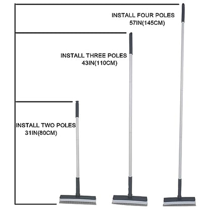 Stiff Bristles Broom,Tub Tile Broom Brush,Push Broom for Shower Cleaning,Patio, Kitchen,Garage,Indoor Outdoor Cleaning Brush,Stainless Steel Long Handle - color: Small Broom