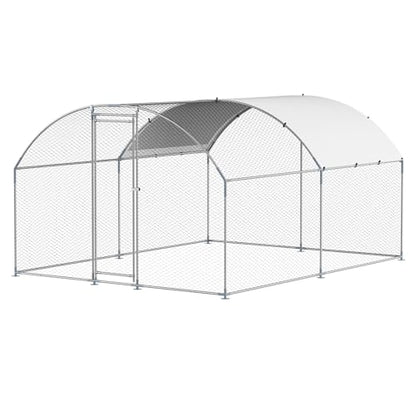 VEVOR Large Metal Chicken Coop with Run, 13.1 x 9.8 x 6.5 ft Walkin Chicken Coop for Yard with Waterproof Cover, Dome Roof Large Poultry Cage for Hen House, Duck Coop and Rabbit Run - size: 157.5"L x 118.1"W x 78.7"H