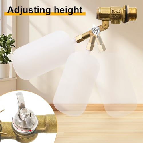 2 Pack Brass Float Valve 1/2 inch,with Adjustable Arm Automatic Fill Float Valve for Livestock Trough Pond Control Adjustable Switch