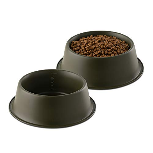 Flourish Stainless-Steel Dog Bowls | Extra Thick, Durable Pet Bowl | Non-Slip Silicone, Easy to Measure, Pet Bowls for Kibble & Water | for All Kind of Dogs & Cats (Army Green-64 Ounces) 2PK Medium - color: Army Green, size: Medium 2 Pack (64 oz)