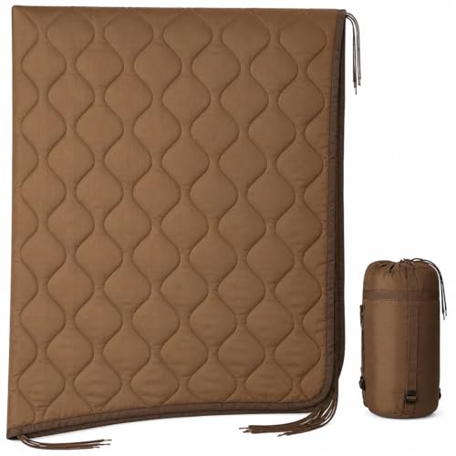 USGI Industries Military Woobie Blanket | Poncho Liner for Campers, Preppers & Veterans | 62x82 in, 1.75 lb, Water-Resistant | 5 Tactical Colors | Compression Bag - color: Coyote Brown