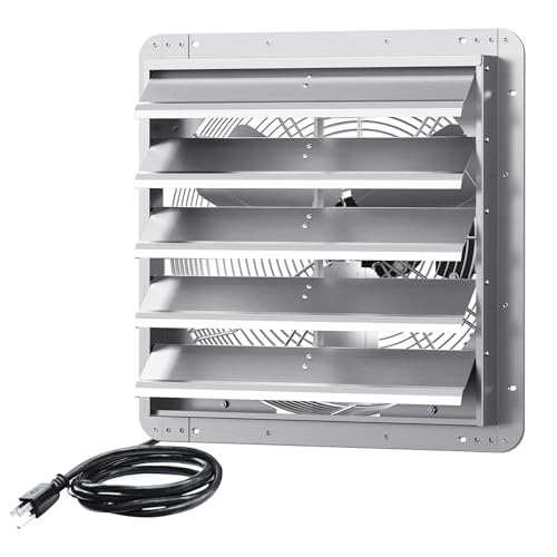 20 Inch Shutter Exhaust Fan, Aluminum Wall Mounted Exhaust Fan, 4000 CFM High Speed Automatic Shutter Attic Fan, Vent Fan For Greenhouse,Shed,Shop,Garage,ETL Listed - size: 20 Inch