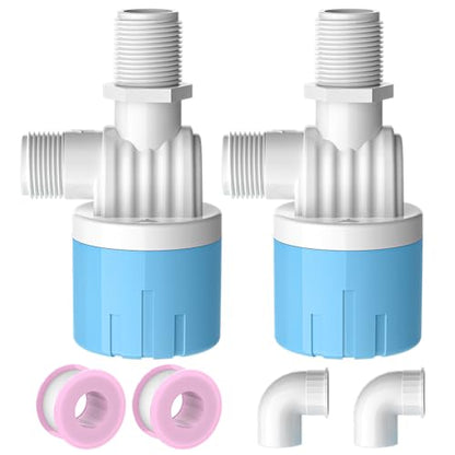 2 Pack 3/4 Float Valve for Water Tank,Aquapulse Water Float Automatic Water Level Control Aqua Pluse Trough Blue Plastic Float Valve Switch for Pool,Pond,Livestock(Top inner) - size: 3/4" top inner