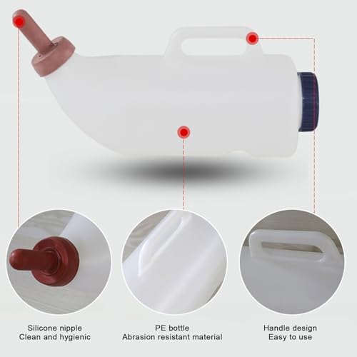 Calf Nursing Bottle, Nurser Bottles with Handle, Calf Cow Feeding Milk Bottle Cups, 2L Calf Cow Feeding Milk Bottle Cups, Animal Feeding Bottle, Goats Milk Feeder for Farm