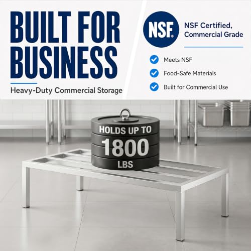 48" x 24" x 12" Aluminum Dunnage Rack – Heavy Duty Floor Storage Stand, NSF for Commercial Use - size: 48"W x 24"D x 12"H