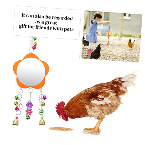 1pc Chicken Mirror Toy for Birds Cage Accessory with Hanging for Farm Garden Pet Cage Fun and Engaging Bird Mirror Toy with Bells