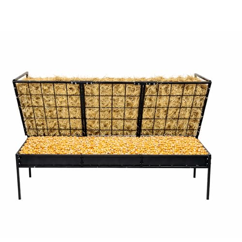 FEBTECH 42.5 Gallon Outdoor Pasture Goat Hay Feeder, Heavy Duty Powder-Coated 2 in 1 Hay Rack, Size-Adjustable Modular Design, Expandable Hay Feeder for Goats Horse Sheep Cattle Deer Barn & Pasture.. - size: 42.5 Gallon - Pasture