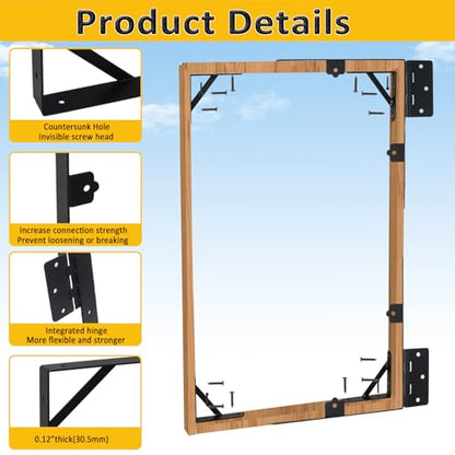 Anti Sag Fence Gate Kit Heavy Duty Gate Corner Brace Bracket, Gate Hardware Kit with Latch and Hinges for Wooden Fences, Driveway Gates, Shed Doors, Corral Gates, Wood Windows（2 Set） - style: 2 Set