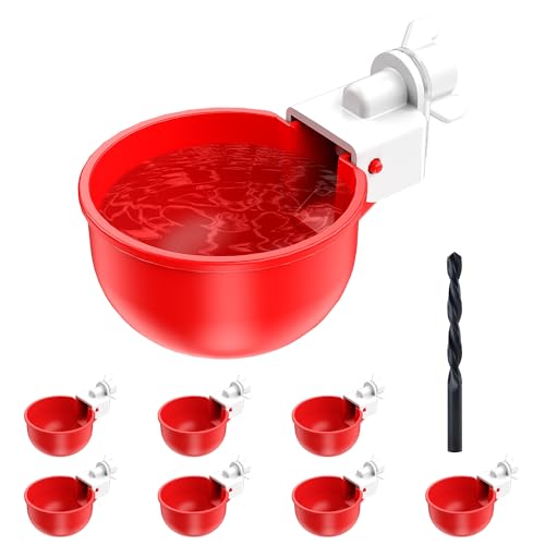 ZenxyHoC Chicken Waterer Cups, 8 Pack Automatic DIY Chicken Water Cup with 3/8'' Hole Saw