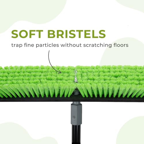 18” Indoor Shop and Garage Push Boom with Soft Bristles, Heavy Duty Brush Broom with 59” Long Handle for Commercial & Residental Floor Cleaning Sweeping
