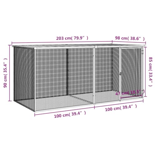 Galvanized Steel Chicken Cage with Roof Anthracite 79.9"x38.6"x35.4" Large Chicken Coop Outdoor & Indoor Durable Mesh Design for Hens Rabbits Ducks Small Animals - color: Anthracite