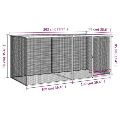 Galvanized Steel Chicken Cage with Roof Anthracite 79.9"x38.6"x35.4" Large Chicken Coop Outdoor & Indoor Durable Mesh Design for Hens Rabbits Ducks Small Animals - color: Anthracite