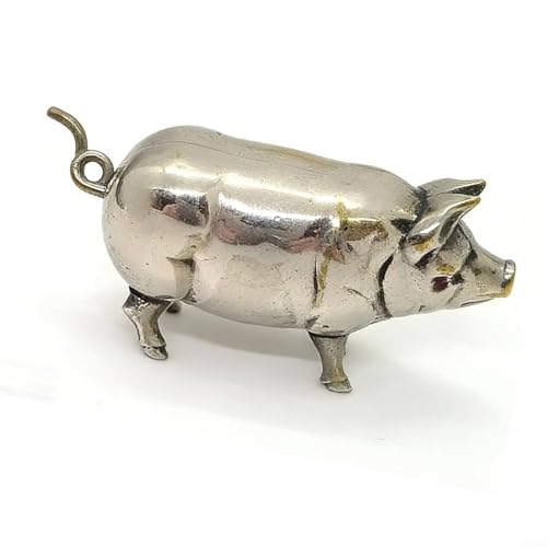 Pig Measuring Tape Antique-Inspired Pig Figurine for Mini Tape Measure Retractable Ruler for Tailors, Quilting, Crafts, Sewing Kit Accessory(15CM Silver 1PCS)
