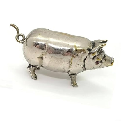 Pig Measuring Tape Antique-Inspired Pig Figurine for Mini Tape Measure Retractable Ruler for Tailors, Quilting, Crafts, Sewing Kit Accessory(15CM Silver 1PCS)