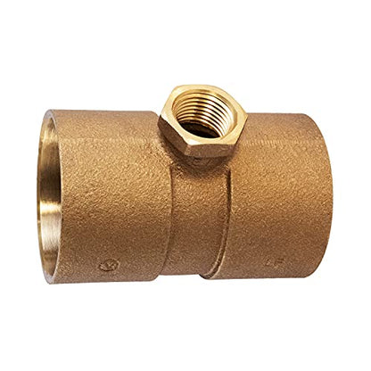 Everflow Supplies CCFT2212-NL C X C X F No Lead Cast Brass Tee Fitting with Solder Cups and Female Threaded Branch, 2" x 2" x 1/2" - size: 2" x 2" x 1/2"