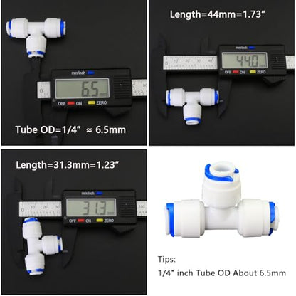 1/4" Push-Fit Fittings Set for RO Water Purifier, 5 Pcs | Globe valve, tee, elbow & straight quick-connect set for reverse osmosis RODI water filters & purification systems. - style: 1/4 inch quick connect straight elbow three-way ball valve collection