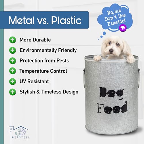 Large 60lb & Small 20lb Dog Pet Food Storage Canister with Scoop – Durable & Airtight for Freshnesss, Minimalist Design & Recyclable, Huge & Small Metal Container (Combo - Dog Bin - Large & Small) - size: Combo - Large Dog 60lb & Small Dog 20lb