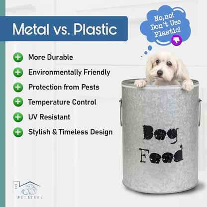 Large 60lb & Small 20lb Dog Pet Food Storage Canister with Scoop – Durable & Airtight for Freshnesss, Minimalist Design & Recyclable, Huge & Small Metal Container (Combo - Dog Bin - Large & Small) - size: Combo - Large Dog 60lb & Small Dog 20lb