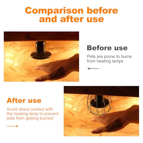 Abaodam Reptile Heat Lamp Cage Guard, Metal Wire Bulb Cover and Anti-Scald Lampshade for Snake, Lizard and Brooder Heater