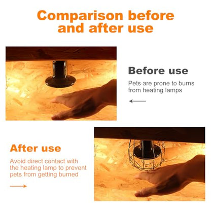 Abaodam Reptile Heat Lamp Cage Guard, Metal Wire Bulb Cover and Anti-Scald Lampshade for Snake, Lizard and Brooder Heater
