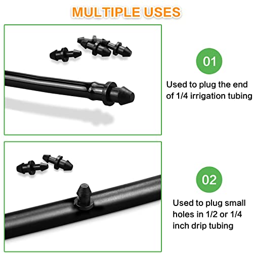 Gardrip Drip Irrigation End Plug: 120 Pack Barbed End Cap Irrigation Parts Fit for 1/4 Inch Drip Tubing Line Closure for Garden Lawn System - color: Plug-120P