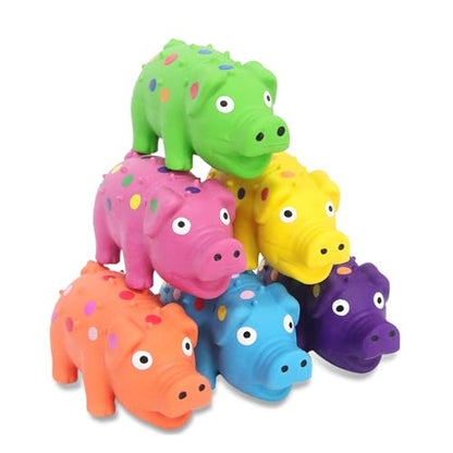 6 Pack Squeaky Pig Dog Toys, Rubber Pig Dog Toys for Puppy, Small, Medium Dogs, 4 Inch Durable Interactive Latex Squeaky Chew Toys