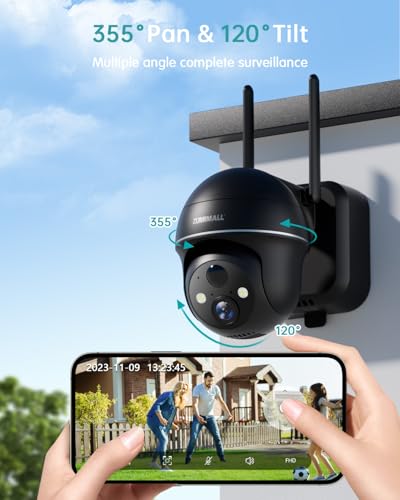 ZUMIMALL 2K Solar Security Cameras Wireless Outdoor 4-Pack, Solar Powered Cameras for Home Security with 360° View, Color Night Vision, 2-Way Talk, AI Alert, Siren, CloudEdge App, Black - color: 4 Black Solar 3MP