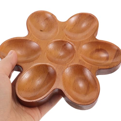 KICHOUSE Rustic 7-grid Wooden Egg Storage Tray Egg Holder Counter Countertop Skelter Large Storage Organizing Tray