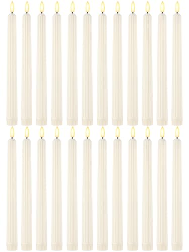 Treela 24 Pcs Flameless Taper Candles Battery Operated Bulk Fake Candles Light LED Candle Sticks Flickering Tapered for Easter Wedding Anniversary Decoration(Roman Column,11 Inch,Ivory) - color: Ivory, size: 11 Inch, style: Roman Column