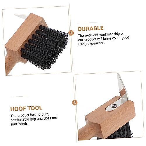 Horse Hoof Cleaning Brush Wooden Handle Cattle Hoof Trimmer and Horseshoe Tool for Grooming and Maintenance Comfortable Grip for Easy Use