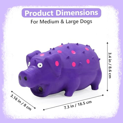 Squeaky Pig Dog Toy that Oinks, Latex Pig 7.3 in Grunting Dog Toys, Durable Dog Chewing Toys for Small Medium Large Dogs (Purple 20CM) - color: Purple 20CM