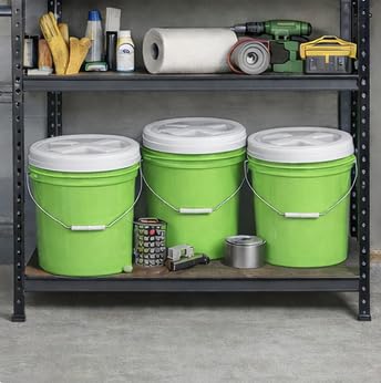 House Naturals 5 Gallon Lime Color Buckets- Pack of 3 Pails and lids (5 Gallon, 3, Lime - White lids) - size: 5 gallon