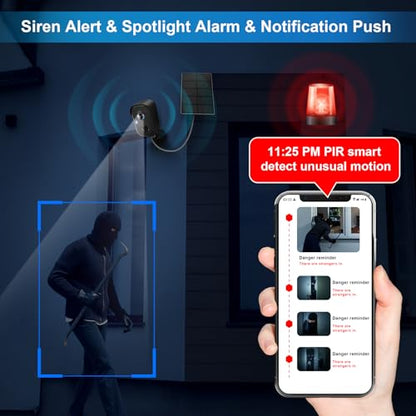 Security Cameras Wireless Outdoor, 2K Solar Cameras for Home Security, WiFi Cameras Battery Powered, AI Motion Detection, Color Night Vision, 2-Way Talk, Spotlight Siren Alarm-Black Grey Solar Camera - color: Black Grey