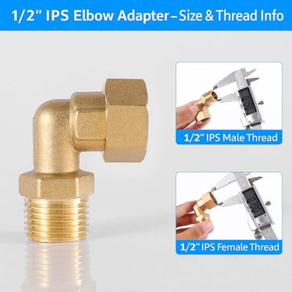 2-Pack Clawfoot Tub Faucet Elbow Adapter Installation Kit, 1/2" IPS Female to 1/2" IPS Male Connector, Brass 90-Degree Water Line Fittings for Bathtub or Shower, 1 Pair - size: 2 Gold