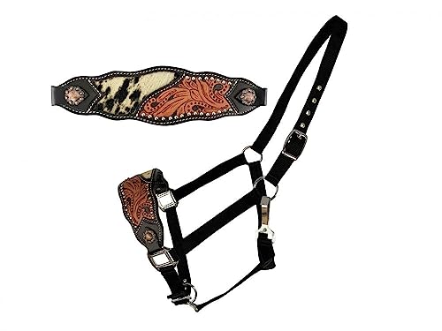 Showman Nylon Bronc Halter w/Hair-On Cowhide & Leather Noseband