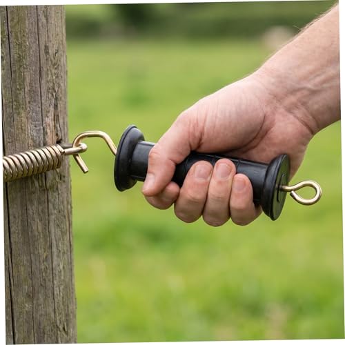 SOLUSTRE 4pcs Electric Fence Gate Handles with Spring Insulators for Ranch and Outdoor Use Plastic Construction for Easy Installation and Reliable Gate Control