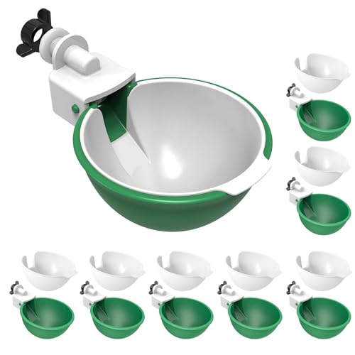 Large Automatic Chicken Waterer Cups, Chicken Water Feeder Suitable for Chicks, Duck, Goose, Turkey and Bunny, DIY Poultry Water Feeder Kit (8 Pack-Green) - color: Green, size: Pack of 8
