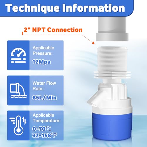 2" Top Inlet Water Float Valve, 2 Inch Big Flow Automatic Water Level Control Float Valve for Water Tank, Water Troughs, Pond, Pool, Livestock, Aquariums (2" Top Inlet) - color: 2" Top Inlet