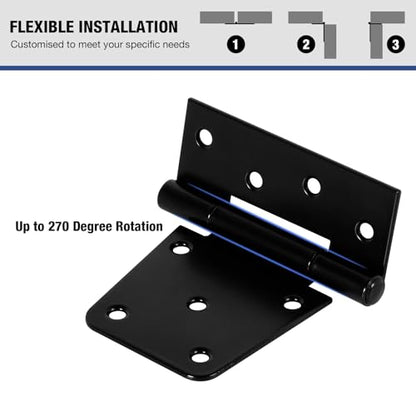 TDCHINGES T-Strap Door Hinges 3.5 inch Black Door Shed Hinge Square Barn Hinges Heavy Duty Gate Hinges Wrought Hardware (4 Pack, 3.5 Inch, 2.5 mm) - size: 4Pack-3.5inch
