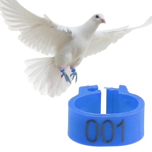 100Pcs 8MM 001 to 100 Numbered Plastic Letter Pigeon Bird Leg Bands Rings, Pigeon Identify Rings, Training Supplies Leg Number Bird Bands for Letter Pigeon (Dark Blue) - color: Dark Blue