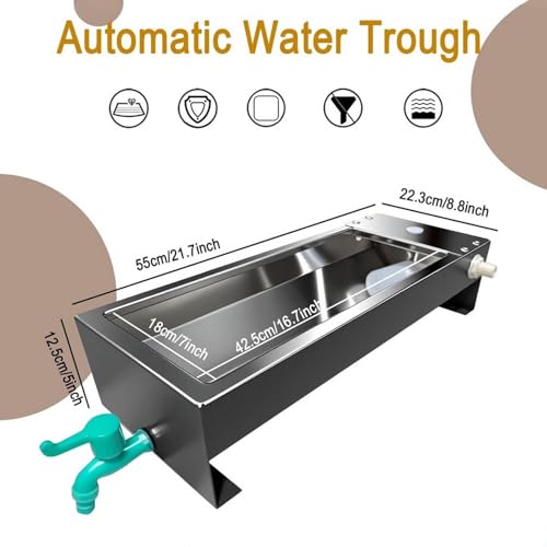 Self Filling Stainless Steel Livestock Water Trough,Stainless Steel Large Capacity Self Filling Animal Drinking Bowl,Automatic Water Replenishment,for Pigs,Cattle,Sheep and Horses