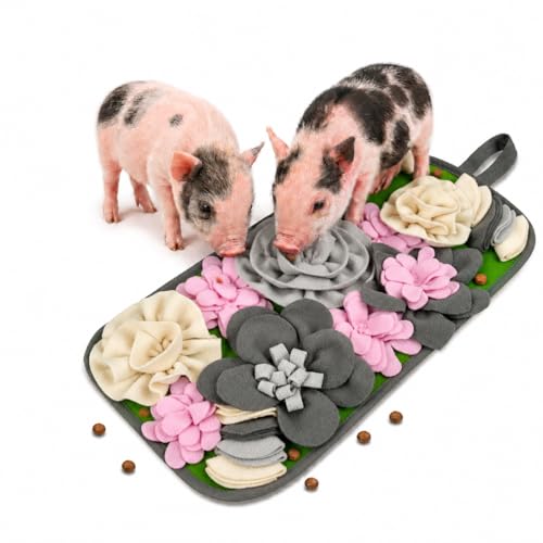 Pig Foraging Mat for Mini Pigs, Pig Toys for Mini Pigs with Snuffle Feeding Pad and Chewable Enrichment Features, Interactive Treat Seeking Activity Toy for Pet Pigs, Farm Pigs and Small Animals - color: Gray