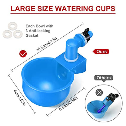 Patelai Chicken Water Cups, Chicken Waterer Cups Summer Water Feeder Cup 3/8 Inch Thread Automatic Filling Waterer Poultry Drinking Bowl for Duck Turkey Bunny(Blue,6 Pieces) - color: Blue