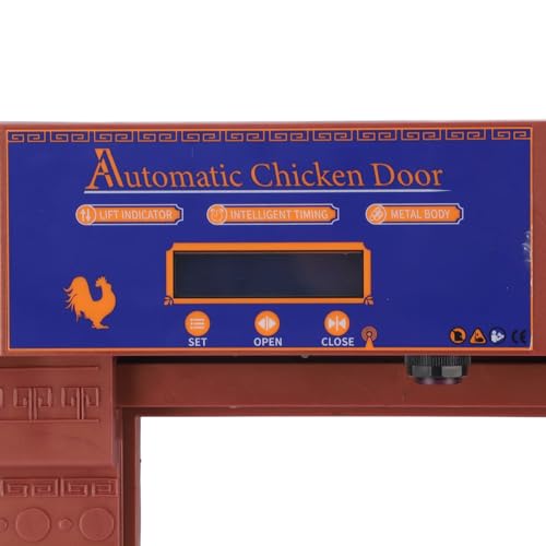 Pilipane Automatic Chicken Coop Door Opener Solar Powered Timer Anti Pinch IP45 Poultry Coop Door for Chickens Ducks Geese Plastic 403x365x85mm (Antique Brass) - color: Antique Brass
