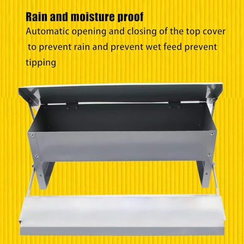 Automatic Chicken Feeder, with Weighted Bottom, 51x18x18cm, Metal Treadle Poultry Feeder, Poultry Food Dispenser, Treadle-Activated Feeding, for Backyard Coop Outdoor Farm Garden