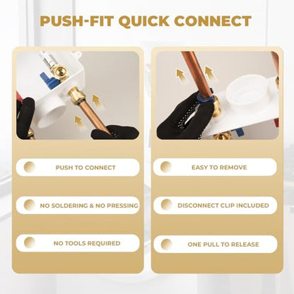 Push-Fit Washing Machine Outlet Box, 1/2-Inch Push Fit x3/4-Inch MHT with Center Drain, Washer Faucet Recessed Box, Laundry Washer Valve Outlet Box, with 2 Disconnect Clips - color: Push Fit/Optimized